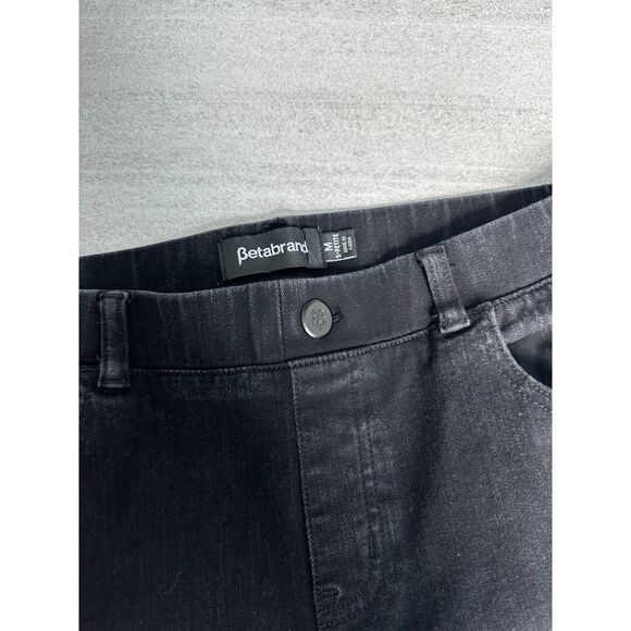 Betabrand Black Denim Skinny Jeans Womens Petite Medium 4-Pocket Pull On - Picture 3 of 6
